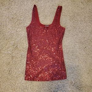 Express red sparkly tank top